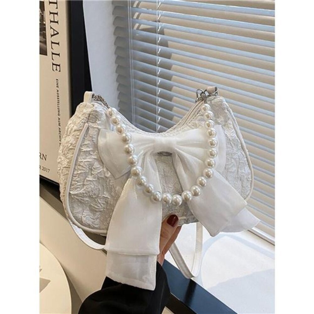 Bow Pearl Chain Crossbody Bag